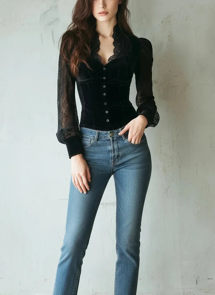 Fatal V-Lace Blouse