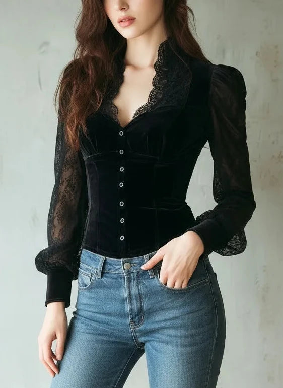 Fatal V-Lace Blouse