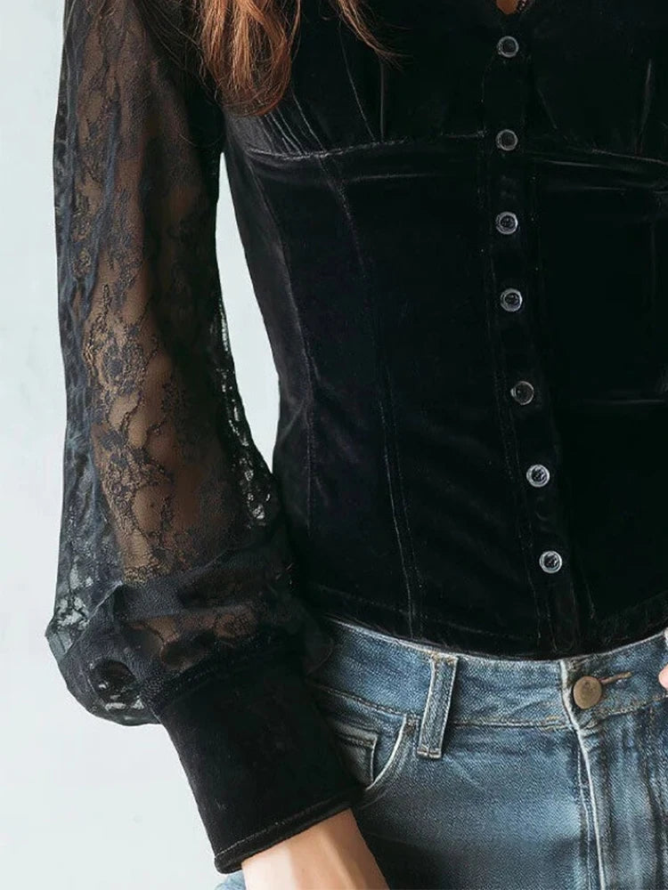 Fatal V-Lace Blouse